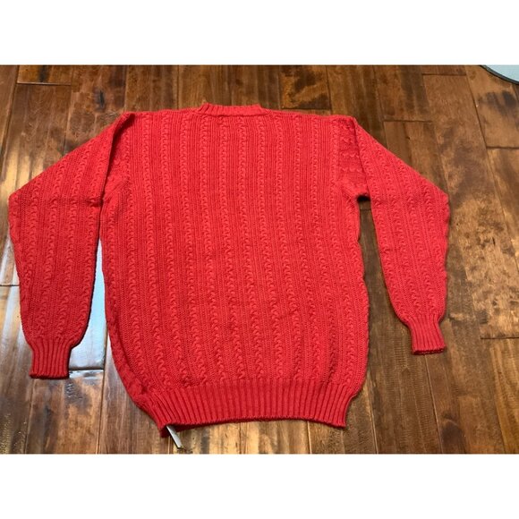 Loro Piana Men's Red Cable Knit Crew Neck Sweater, Size L | 50 - Picture 5 of 8